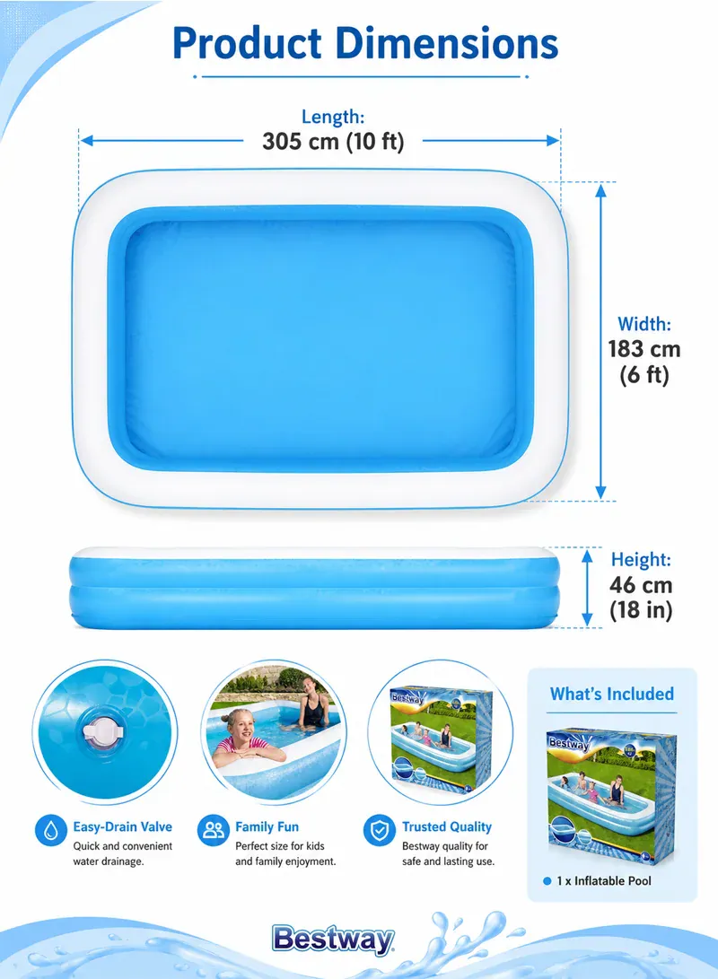 Bestway Rectangular Family Inflatable Swimming Pool 54009 – 305 × 183 × 56 cm 2