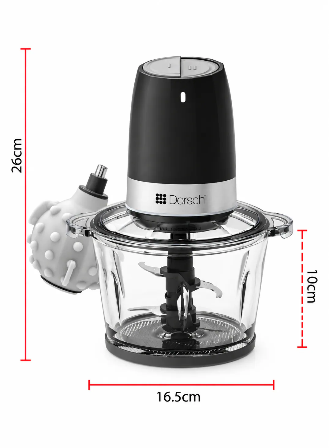 Dorsch Chopper 300W with 2L Glass Bowl, Variable Speeds & Garlic Peeler 3