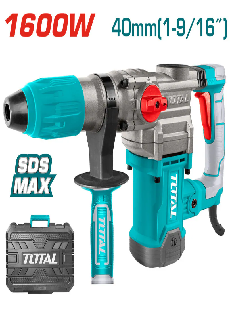 TOTAL SDS-MAX Rotary Hammer Drill 1600W – 40mm Heavy-Duty Drill & Demolition Hammer with 10.0J Impact Energy