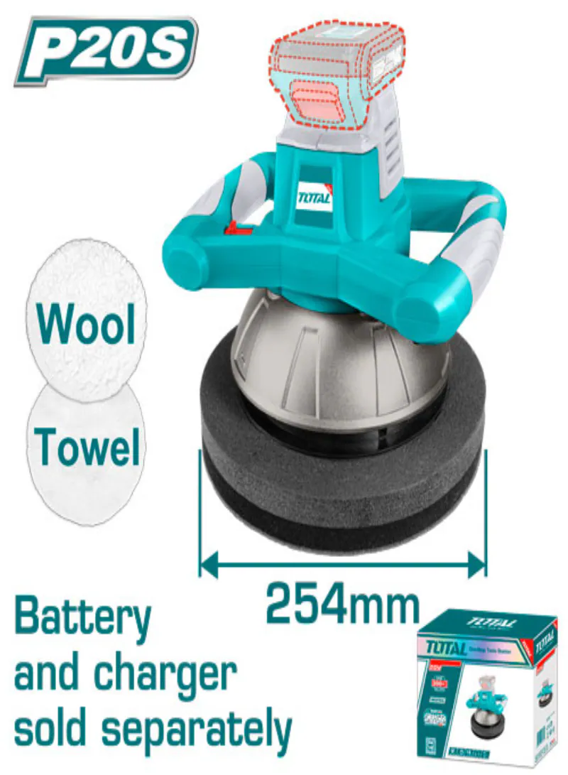 Total 20V Polishing Pads Set (2 Pcs) – Wool & Cotton 254mm