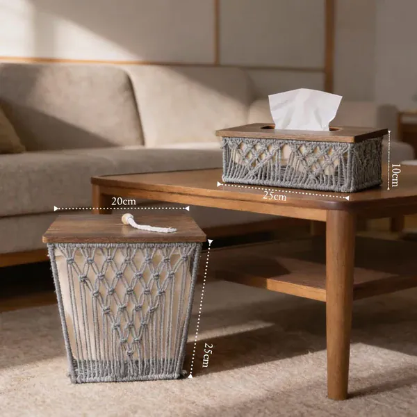 Elegant Woven Tissue Box Holder – Modern Decorative Tissue Organizer for Home-4