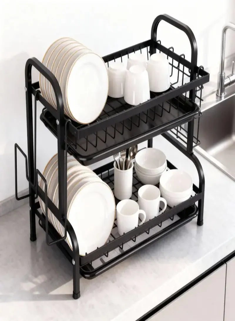2-Tier Steel Dish Drying Rack – Space-Saving & Heavy-Duty Design 2