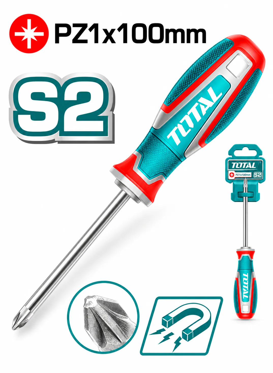 TOTAL Pozidriv PZ1 Screwdriver – 5 × 100 mm