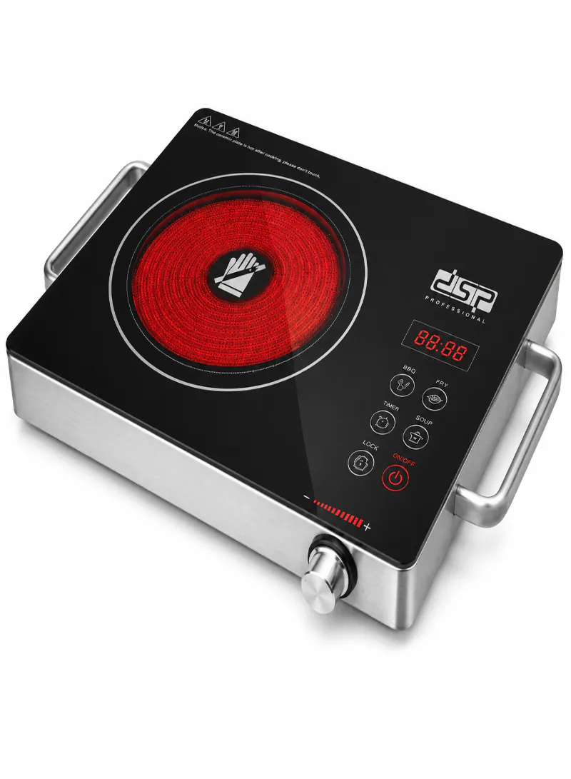 DSP KD5052 2000W Infrared Cooker – Dual Burner Cooker with LED Display, 3-Hour Timer & Touch Sliding Control