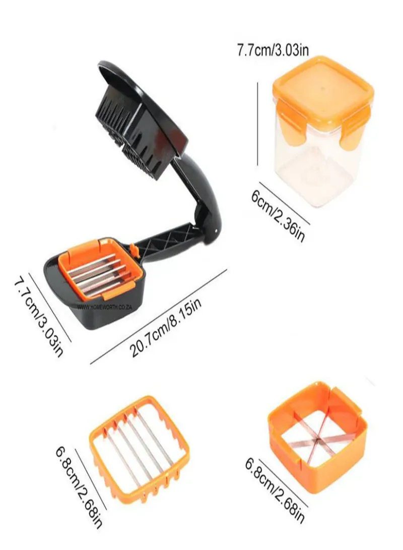 Genius Nicer Dicer Quick 5-in-1 Multi Cutter – Fruit & Vegetable Chopper with Interchangeable Stainless Steel Blades