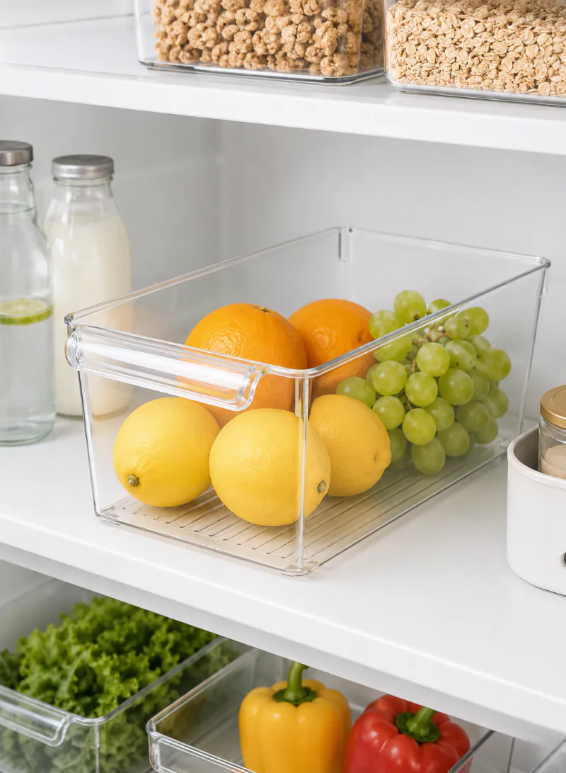 Ultra Clear Refrigerator Organizer – Transparent Fridge Storage Bin 200 × 325 × 140 mm