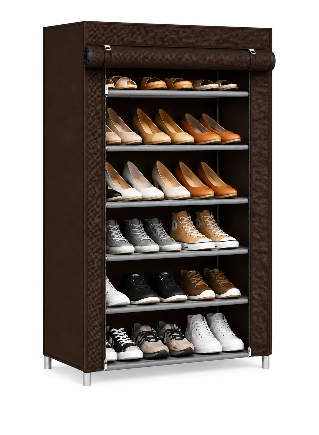 Portable 7-Tier Shoe Rack with Fabric Cover – 58 × 30 × 107 cm 2