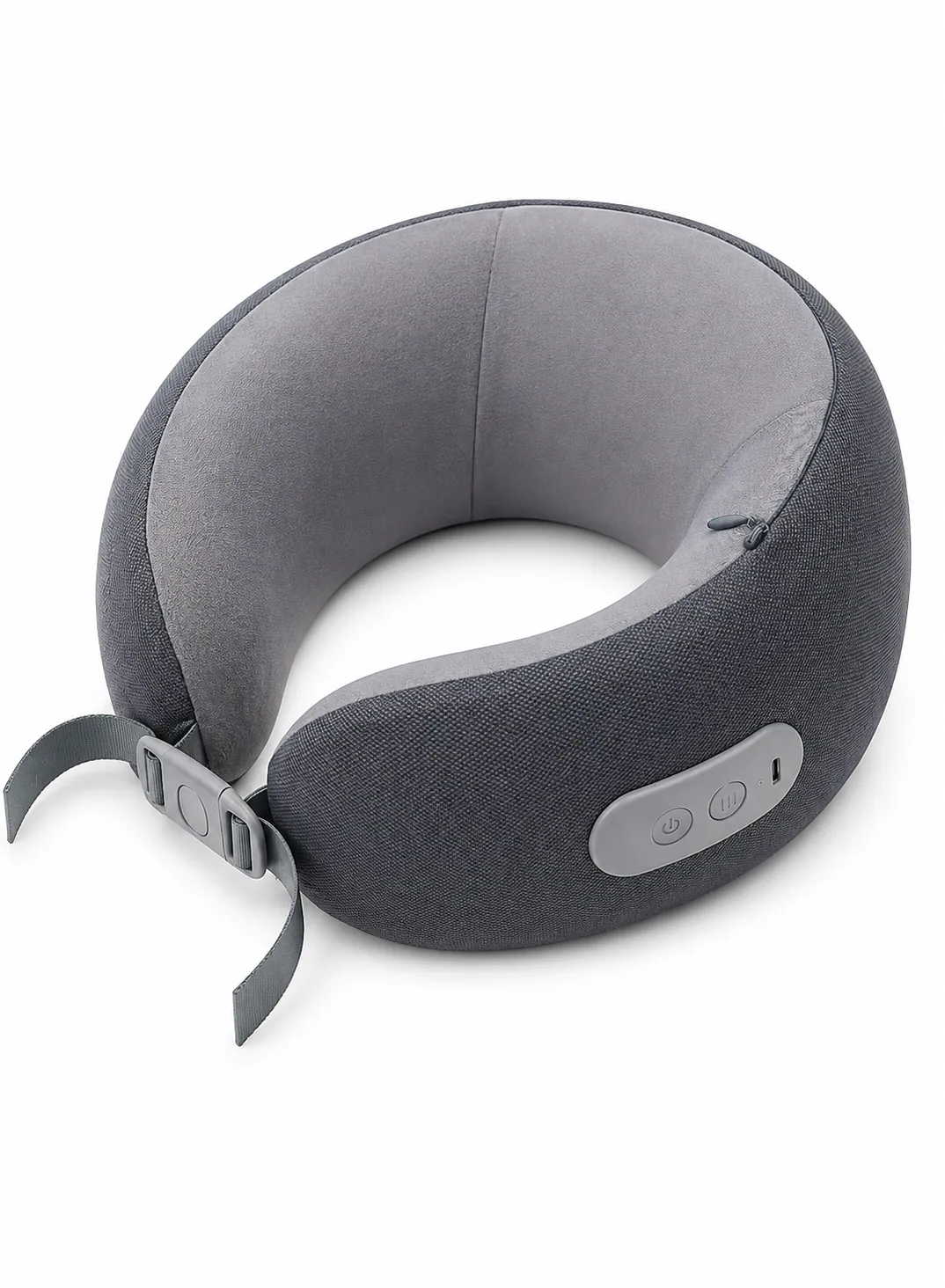 Green Lion Ergonomic Neck Pillow with Massage & Heat Therapy, Memory Foam & 2-Hour Runtime – Gray