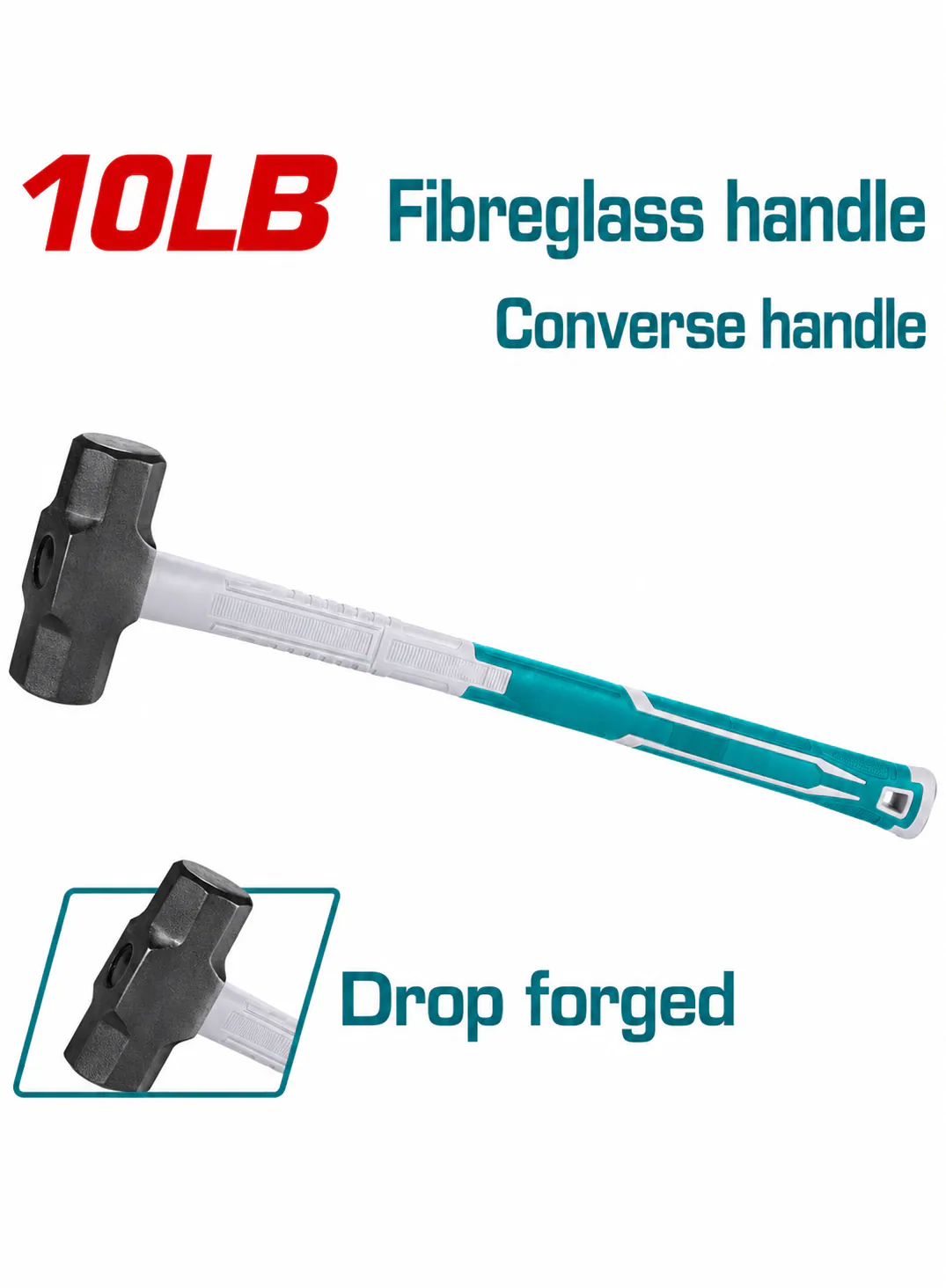TOTAL 10LB Sledge Hammer with Fiberglass Handle – 4.5kg